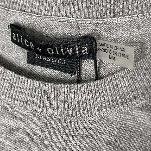 Alice + Olivia | Grey Puff Sleeve Wool Sweater - Picture 5 of 8